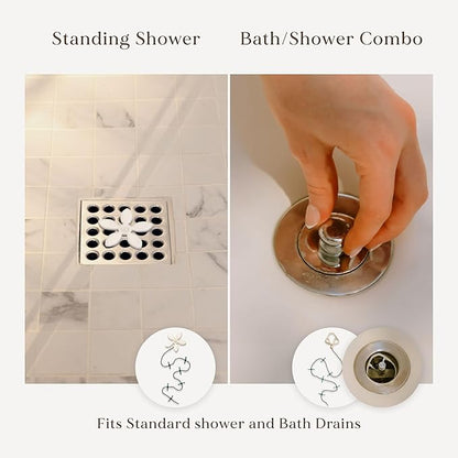 DrainWig Shower Drain Hair Catcher – Disposable Bathroom Hair Trap, Easy to Install in Shower Drain Cover, Helps Prevent Clogs – As Seen on Shark Tank - Bathroom Accessories - Shell (4-Pack)