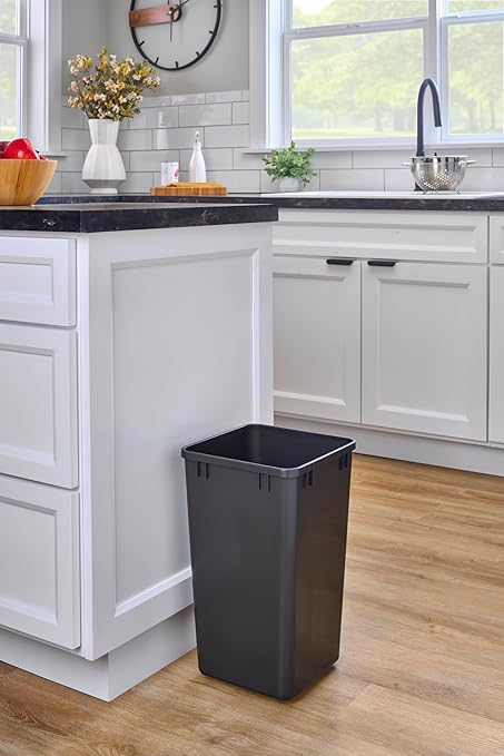 Rev-A-Shelf 27 qt Polymer Replacement Waste Container for Rev-A-Shelf Pullouts, Kitchen Cabinet Trash Can Recycle Bin, RV-1024-18-2, Black (2-Pack)