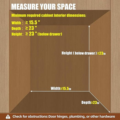 Double Pull Out Trash Can Under Cabinet, Extra Large Dual 48 Qt Bins with Wood Frame, Min Opening Width of 15.5" - Pull Out Garbage Can for Kitchen Cabinet with Soft-Close Slide Out Trash Can Cabinet
