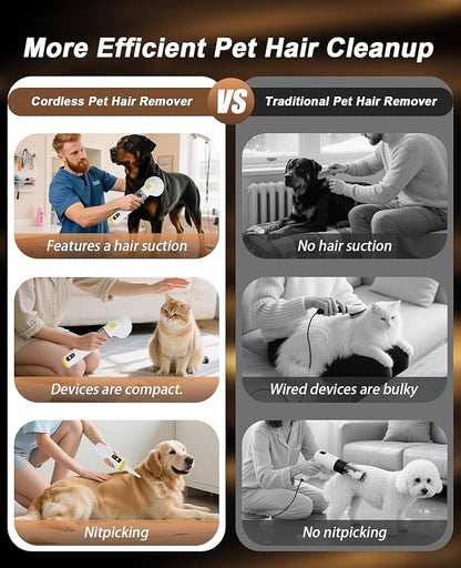 Cordless Dog Vacuum Groomer Kit,Cordless Rechargeable Vacuum Cat Brush for Hair,Handheld mini Pet Vacuum Brush,4200Pa Pet Grooming Cleaner With Comb Hair,Suitable for All Types of Cats and Dogs