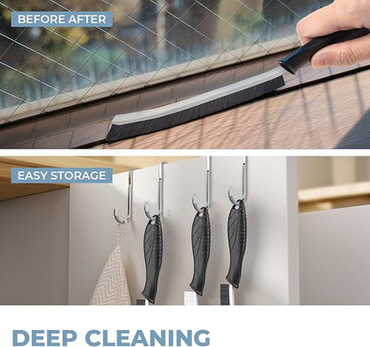 TQRR 3Pcs Cleaning Brush- Includes 1 Soft Bristle Cleaning Brush, 2 Hard Crevice Brush, Bathroom Cleaning Brush, Multifuntianal Grout Brush, Cleaning Tools for Auto Vent Wheel Kitchen House (Black)