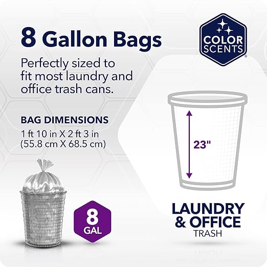 Color Scents Medium Trash Bags - 8 Gallon, 45 Bags (1 Pack of 45 Bags) Twist Tie - Pink in Pink Honeysuckle Scent with Microban