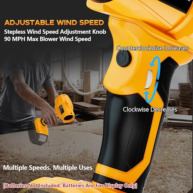 Mini Blower Cordless Air Blower Duster Compatible with Dewalt 20V Max Battery, Handheld Blower Turbo Jet Fan Dust 350W 96000 RPM Adjustable Wind Speed for Dust Removal Cleaning (Tool Only)