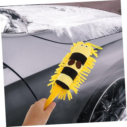 GANAZONO Hanging Car Wash Brush Long Handle Duster for Car Microfiber Cleaning Brush Ceiling Fan Tool Reusable Duster Refills Auto Washing Mop Kit Cartoon Animal Design