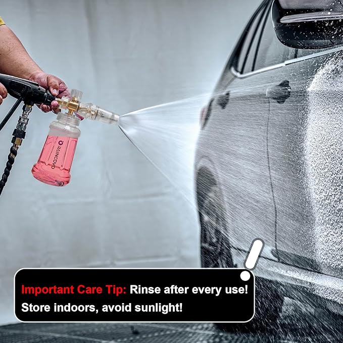 Raincovo Foam Cannon for Pressure Washer, Snow Clear Foam Cannon for Car Wash, Stainless Steel Filter, Adjustable Nozzle with M22 and 1/4 Inch Quick Connect, Additional 1.1 mm Orifice Nozzle