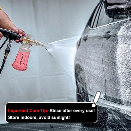 Raincovo Foam Cannon for Pressure Washer, Snow Clear Foam Cannon for Car Wash, Stainless Steel Filter, Adjustable Nozzle with M22 and 1/4 Inch Quick Connect, Additional 1.1 mm Orifice Nozzle
