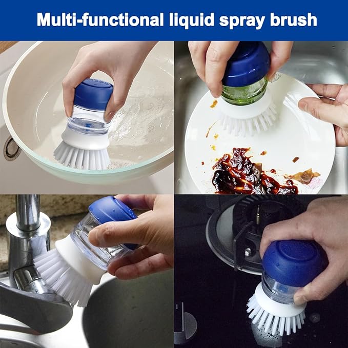 CELOX Soap Dispensing Dish Brush Set with Holder for Dishes