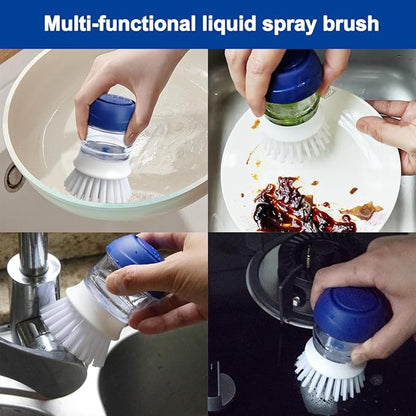 CELOX Soap Dispensing Dish Brush Set with Holder for Dishes
