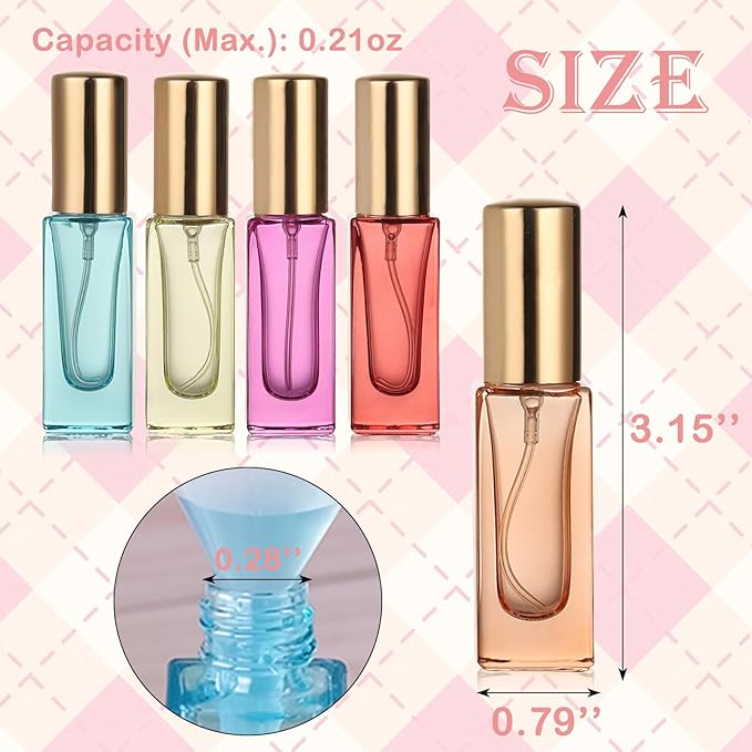 5pcs 6ml Refillable Perfume Bottle Travel Atomizer Set - Glass, Multi Color, High Precision Nozzle
