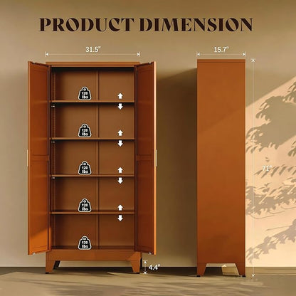71" H Steel Storage Cabinet,Heavy Duty Tool Storage Cabinet,Metal Garage Storage Cabinets,Broom Closet Storage Cabinet,Utility Cabinet,White Storage Cabinets