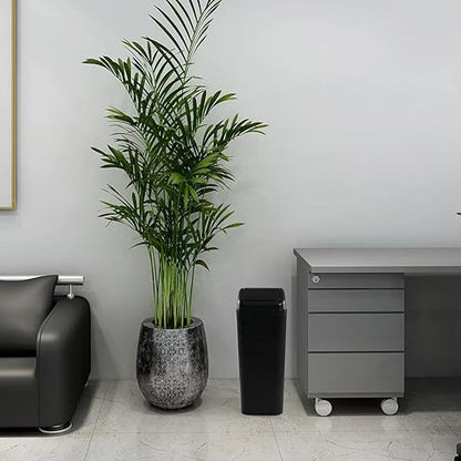 Plastic Waste Bin with Swing Lid, 14 Liter Garbage Can, 1 Pack, 5.2" x 8.2" x 15.7"