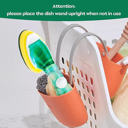 Dish Wand with 9 Refills, Dishwand with Sponge Refills, Soap Dispenser Handle with Replaceable Non Scratch Sponge Heads, Dishwashing Scrubber Brush Set for Kitchen Pots Pans Sink Cleaning