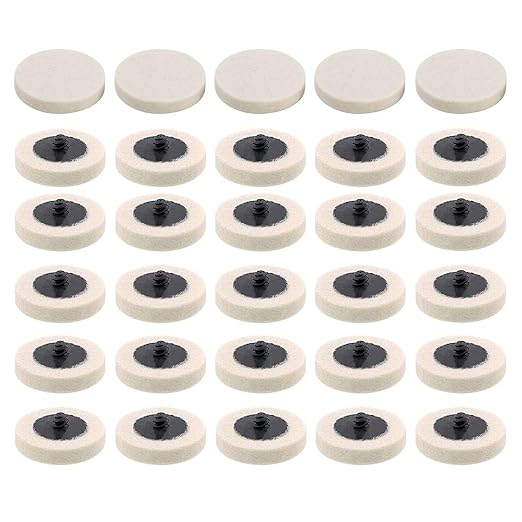 30 Pcs 2" Wool Felt Discs, 2 Inch Compressed Wool Fabric Quick Change Disc Roll Lock Surface Conditioning Buffing Pads for Polishing and Buffing Projects