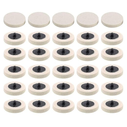 30 Pcs 2" Wool Felt Discs, 2 Inch Compressed Wool Fabric Quick Change Disc Roll Lock Surface Conditioning Buffing Pads for Polishing and Buffing Projects