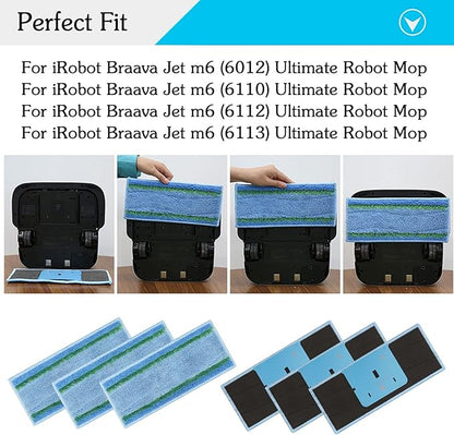 8 Pack M6 Mopping Wet Pads for iRobot Braava Jet m6 (6110) (6012) (6112) (6113) Ultimate Robot Mop, Washable and Reusable Microfiber Deep Clean Wet Pads