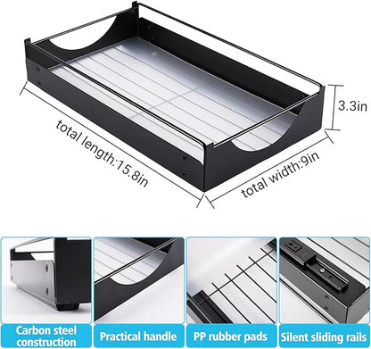 Under Sink Pull Out Organizer, Single-Tier Metal Drawer Slide Out Storage Shelf, No-Drill Nano Adhesive Installation, Fits 16"+ Deep Cabinets for Kitchen Bathroom Pantry Storage