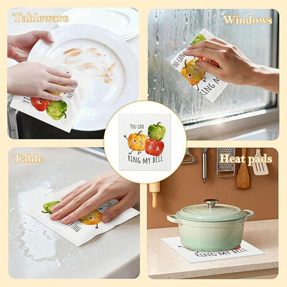 5 Pack Mixed Vegetable Swedish Kitchen Dishcloths Dish Towels, Colorful Vegetable Dish Towels for Kitchen, Swedish Dishcloth, Paper Towels Reusable, Dish Cloth Towel Cleaning Wipe for Home