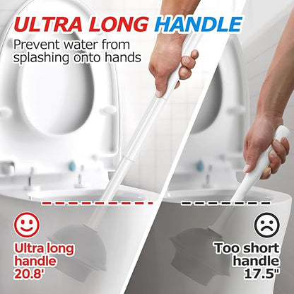 FORASTO 3Pack 2 in 1 Toilet Brush and Plunger Set, Extended Handle Plunger,Toilet Bowl Brush Plunger Set,Bathroom Cleaning Tools,Toilet Brush Plunger Combo,Cleaning Supplies, Pearl White