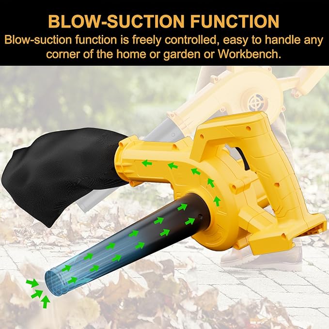 Cordless Leaf Blower for Dewalt 20V Max Battery(No Battery), Electric Jobsite Air Blower Variable Speed Up to 180MPH, 2-in-1 Handle Electric Blower and Vacuum Cleaner for Lawn Care