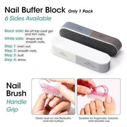 Gellen Nail Cleanser Pads 50PCS with 10PCS Manicure Tools Kit: Ceramic Cuticle Pusher Pen, Remover and Cuticle Oil Nail Prep Care Kit, Nail File 100/180, Polishing Buffer, Nail Clipper & Brush