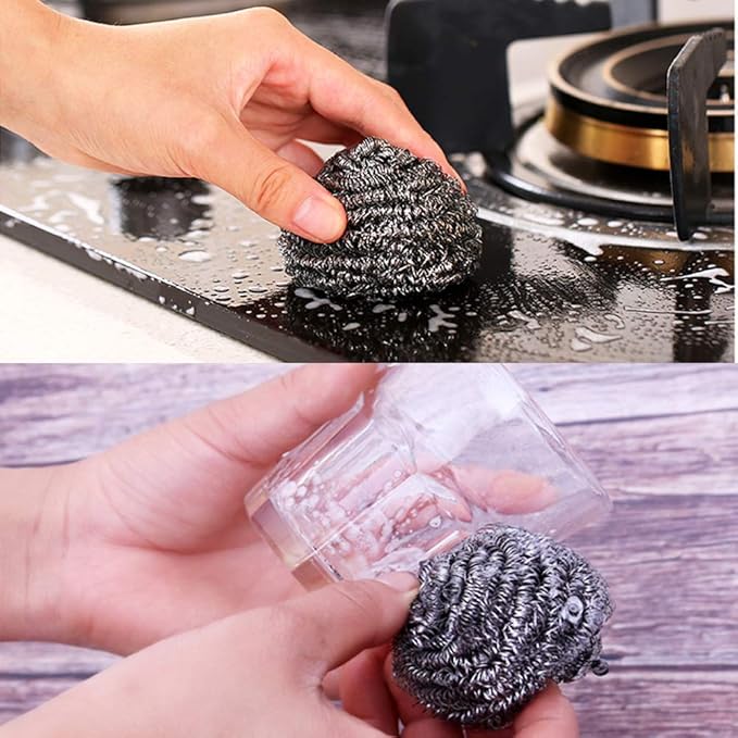 16 PCS Stainless Steel Sponges Scrubbers Cleaning Ball Utensil Scrubber Density Metal Scrubber Scouring Pads Ball for Pot Pan Dish Wash Cleaning for Removing Rust Dirty Cookware Cleaner (16 Packs)