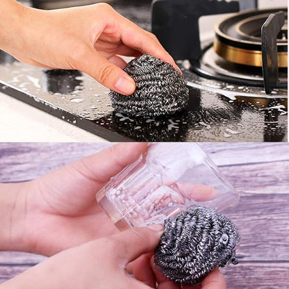16 PCS Stainless Steel Sponges Scrubbers Cleaning Ball Utensil Scrubber Density Metal Scrubber Scouring Pads Ball for Pot Pan Dish Wash Cleaning for Removing Rust Dirty Cookware Cleaner (16 Packs)