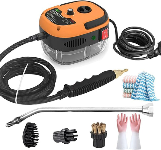 2500w Handheld High-Temperature Pressurized Steam Cleaner, 2026 Upgraded Portable High Pressure Steam Cleaner, 2500watt Handheld Steam Cleaner for Kitchen, Bathroom, Furniture, Car (Basic-Orange)