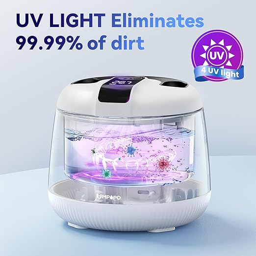 Ultrasonic Retainer Cleaner Machine 48kHz, Dental Cleaning Pod, Ultrasonic Retainer Cleaner for Dentures, Aligners, Mouth Guards, Toothbrush Heads and Jewelry with 200ML Capacity, LAB Supply