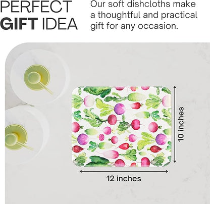 Reusable Paper Towels (12"x10”) - Soft Absorbent 100% Washable Paper Towels - Reusable Paper Towels Washable w/Cardboard Roll - Reusable Napkins (Summer Radish, 12x10inch)