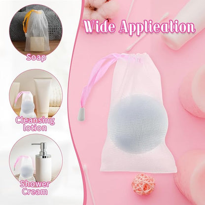 6PCS Assorted Colors Soap Bags for Soap Bars, Handmade Bubble Mesh Soaps Bag Exfoliating Saver Pouch Net Shampoo Bar Bag Soaps Sleeves with Drawstring Body Facial Cleaning Tool for Bath & Shower (6)