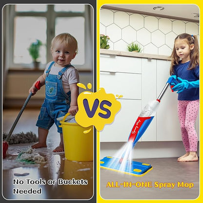 Kids Mop, Toddler Cleaning Toy Set, Mini Size Mop for Kids that Really Works, Educational and Pretend Play Montessori Toys Gift for Boys Girls