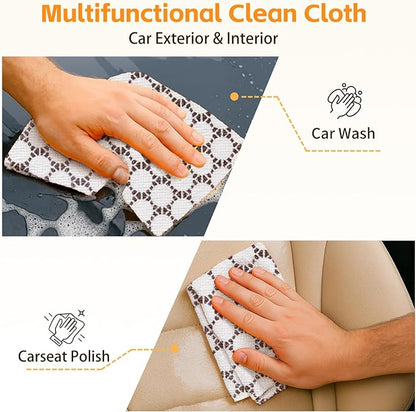 Microfiber Cleaning Cloth Roll, 50 Tear-Away Sheets, Reusable & Washable, Lint-Free, Non-Scratch, Highly Absorbent Cleaning Cloths for Kitchen, Home, Car & Windows, White Waffle, 12 x 12 in