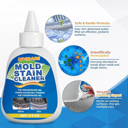 Mold Stain Cleaner Gel, 8 FL oz Heavy-Duty Household Cleaner for Washing Machine Gasket, Shower Caulk, Bathroom Grout & Front Loader Seal (220ml)