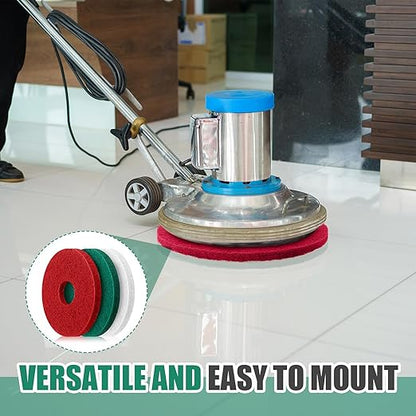 Teenyyou 3 Pcs 12" Cleaning Orbiter Pads Commercial Floor Buffer Pads Hardwood Floor Maintenance Scrubber Polisher Cleaning and Stripping for Orbiter Machine (Green,Red,White)