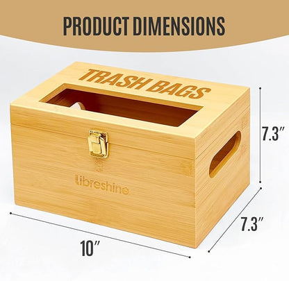 Libreshine Extra Large Bamboo Trash Bag Dispenser Holder for Tall Kitchen Bags, Fits Costco Jumbo Rolls, 13–33 Gallon Garbage Bag Organizer for Pantry, Under Sink/Wall/Cabinet/Freestanding Mount