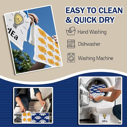 Swedish Dishcloths for Kitchen | 6 Pack Floral Reusable Paper Towels Washable | Swedish Dish Towels | Non-Scratch Cellulose Sponge Cloths | No Odor, Biodegradable Cleaning Cloths, Light Bulb