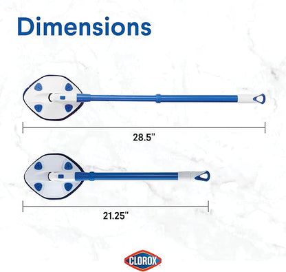 CLOROX Extendable Tub and Tile Scrubber (Pack of 2) with Extra Pad - Plastic Head, Blue, Tile Surface