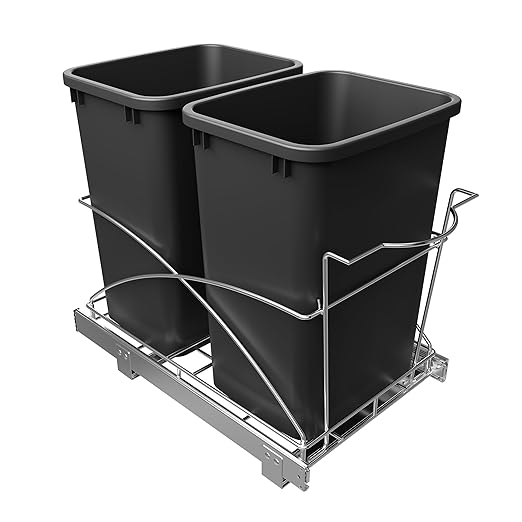 Pull Out Trash Can Under Cabinet 35QT Capacity 14"Wx22"D, Heavy Duty Kitchen Garbage Bin Soft-Close Full Extension Slides, Cabinets Cabinet Trash Can Slide Out Waste Container for Kitchen, Black