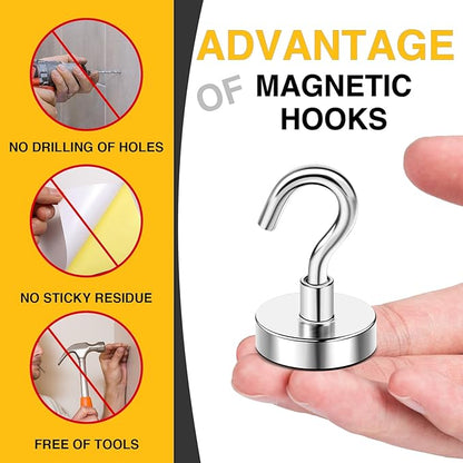 DIYMAG Magnetic Hooks, 85 LB Heavy Duty Strong Magnet with Hook, Rare Earth Neodymium Magnets for Hanging, Magnetics Hanger for Curtain, Home, Kitchen, Workplace, 20 Packs