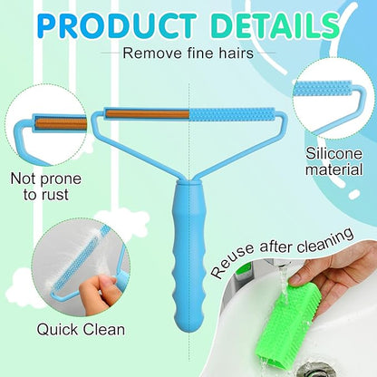 Honeydak 3 Pieces Hair Remover Tool Dog Hair Remover Pro Silicone Cleaner Brush Roller Fuzz Hairball Brush for Carpet Rake, Car Mat, Couch, Pet Bed, Clothes(Green, Light Blue)