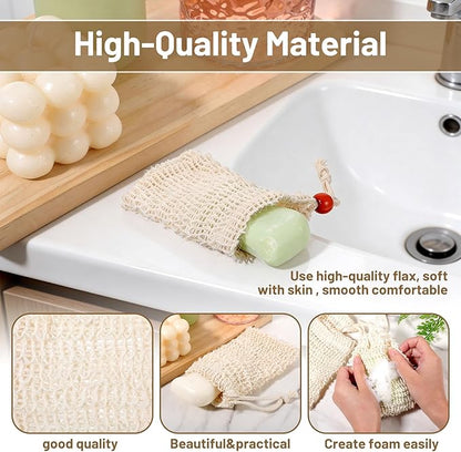 80 Pack Soap Saver Bag 5.5x3.5 Inch Exfoliating Loofah Pouch with Drawstring and Red Bead for Bath and Shower