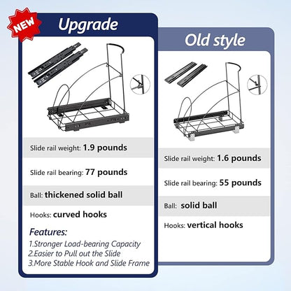Insputer Pull Out Trash Can Under Cabinet, Requires 13" W X 18" D Cabinet, Under Sink Trash Can Kit, Slide Out Garbage for Kitchen(Not Included Can)
