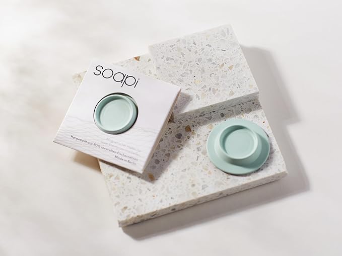 Magnetic Soap Holder – No-Drill Installation – Space-Saving Wall Soap Dish – Wall Mounted, Eco-Friendly Bar Soap Holder – Recycled Ocean Plastic – Stick Anywhere - Soapi (Mint)