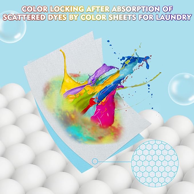 Color Sheets for Laundry, 30 pieces of Disposable Dye Catcher Sheets, Mixed Washing Lock Color, No Additive, Get Rid of Odors, Family (30)