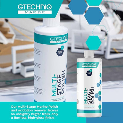Gtechniq Marine Multi-Stage Polish - Scratch & Oxidation Remover - Supergloss Cleaner & Polish for Boats, Yachts & Ships - Gentle on Topcoat & Gelcoat