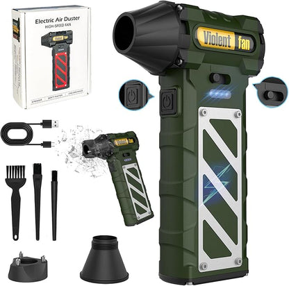Electric Air Duster-Compressed Air Duster,60mph Wind Stepless Speed Canned Air for PC/Computer/Blaster/Electronics/Home Cleaning, 150000RPM Air Blower to Spray Air Can Dust Off Keyboard Cleaner(Green)