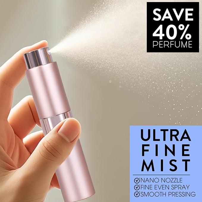 6 Pack 8ML Portable Atomizer Perfume Cologne Travel Spray Bottle for Refill Empty Cologne Dispenser Mini Sprayer for Adults Twist Tpye