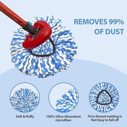Nuorest Spin Mop Replacement Heads, Microfiber Mop Refills, Easy to Replace (6 Heads)
