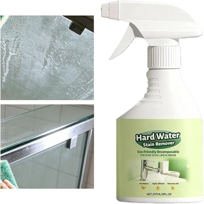 Water Stain Remover, 237ML Soap Scum Cleaning Agent, Glass Hard Water Shower Cleaner Spray, HardWater Spot Remover Spray, for Shower Bathtub Faucet Sink Bathroom Kitchen Apartment