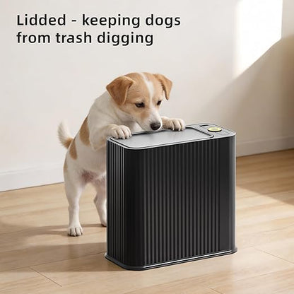 SUBEKYU Bathroom Trash Can with lid,3.5 Gal Small Kitchen Garbage Can,Plastic Office Waste Bin,Slim Wastebasket for Narrow Space,Black